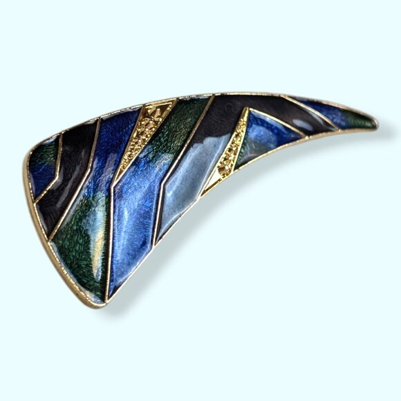 (2/$20) Vintage Art Deco Style Metallic Enamel Brooch - Picture 2 of 6